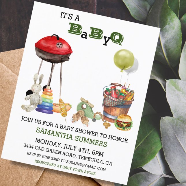 Baby Shower Grillfest Vattenfärg BBQ (Skapare uppladdad)