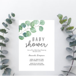 Baby Shower Grönska Eukalyptus Inbjudningar