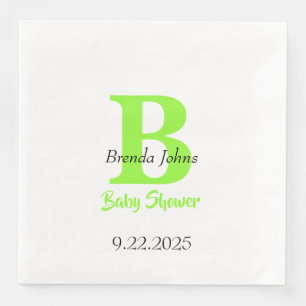 Baby Shower Grönt Jungle Theme Monogram Namn Pappersservett