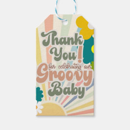 BABY SHOWER, GROOVY BABY, PAPPER PLATS FÖR INBJUDA PRESENTETIKETT