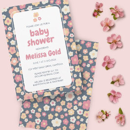 BABY SHOWER Groovy Sweet Daisy Blommigt ANPASSNING Inbjudningar