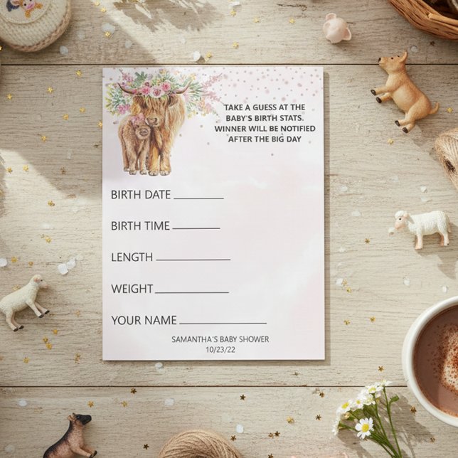 Baby Shower Guesses Game Highland ko Rosa Anteckningsblock (Skapare uppladdad)