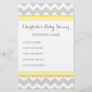 Baby Shower Guessing Game Grått Chevron