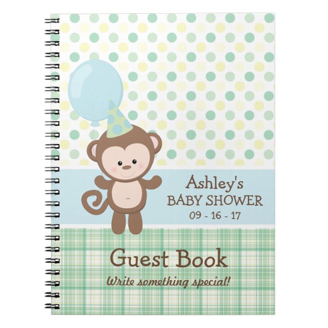 Baby Shower Guest Bok - apa Anteckningsbok (Framsidan)