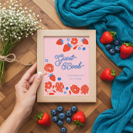 Baby Shower Guest Bok Berries & Flowers Poster