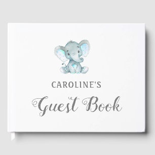 Baby Shower Guest Bok, Blue Elephant Gästböcker