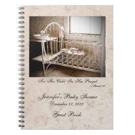 Baby Shower Guest Bok, Vintage Crib Anteckningsbok Med Spiral