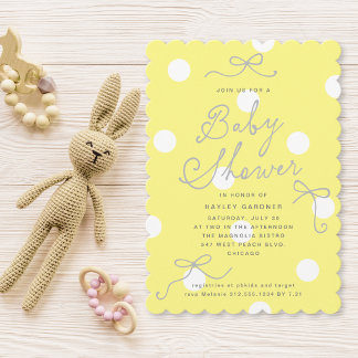 Baby Shower Gul Moderna Slingor Inbjudningar