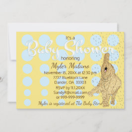 Baby Shower Guld Baby Elephant Blue Inbjudningar