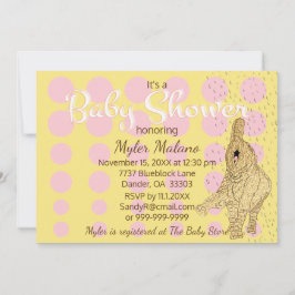 Baby Shower Guld Baby Elephant Inbjudningar