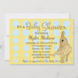 Baby Shower Guld Blue Baby Elephant Blue Blue Inbjudningar