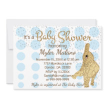 Baby Shower Guld Blue White Baby Elephant