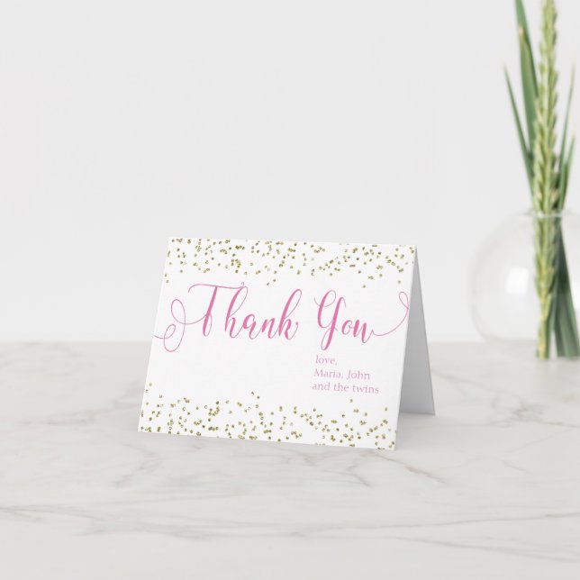Baby Shower Guld Confetti Flicka Tack Kort (Framsida)