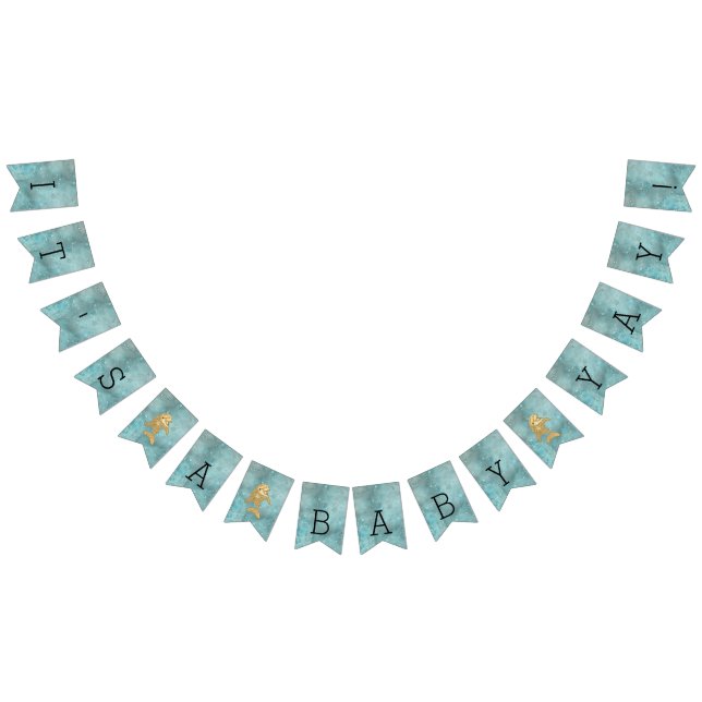 Baby Shower Guld Dolphin Baby, Svetsvansskanner Vimplar (Alla)