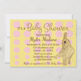 Baby Shower Guld Rosa Baby Elephant Inbjudningar