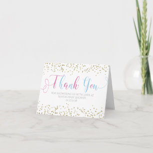 Baby Shower Guld Rosa Blue Boy Tack Kort
