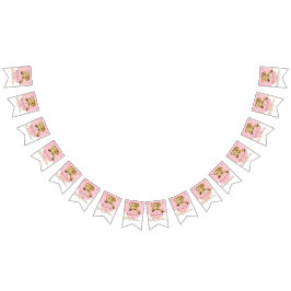 Baby Shower Guld/Rosa Elephant, Swallowtail Banner Vimplar