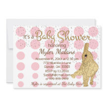 Baby Shower Guld Rosa White Baby Elephant