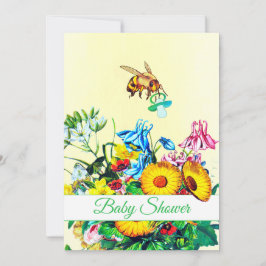 Baby Shower Gult Blommigt honey Bee Cute Inbjudningar