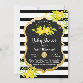 Baby Shower | Gultens Blommigt | Elegant Rand Inbjudningar