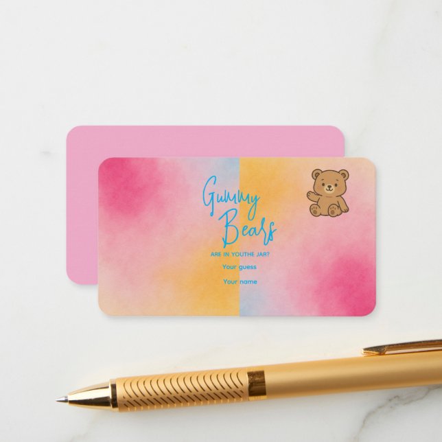 Baby Shower Gummibärlek – Pastell Design Tilläggskort (Fram/Back In Situ)