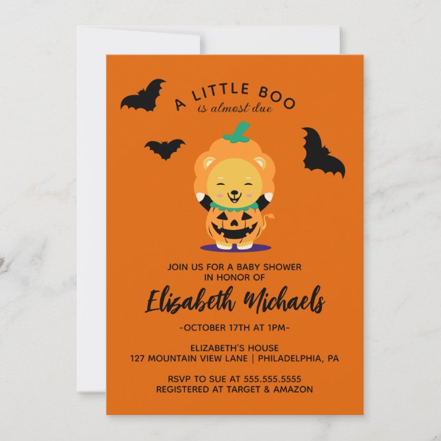 BABY SHOWER | Halloween Cute Lil'Pumpkin Anteckningskort (Framsida)