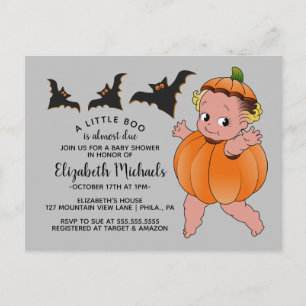 BABY SHOWER HALLOWEEN   En liten spökis är på väg Vykort