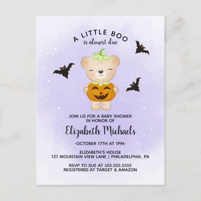 BABY SHOWER HALLOWEEN | En liten spökis är på väg Vykort (Framsida)
