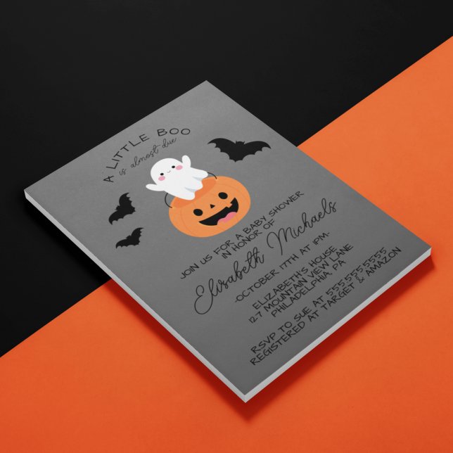 BABY SHOWER | Halloween Lil'Boo Ghost Anteckningskort (Skapare uppladdad)