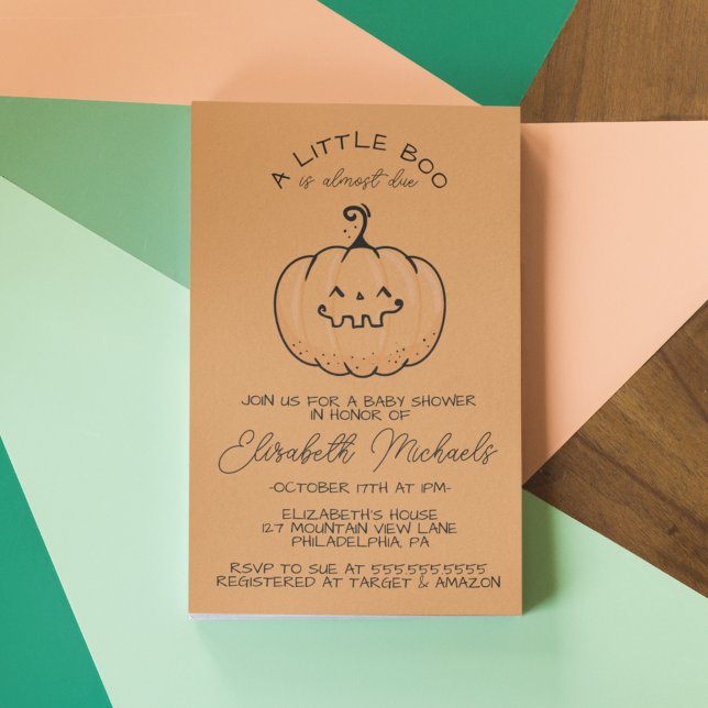 BABY SHOWER | Halloween Lil'Boo Pumpkin Anteckningskort (Skapare uppladdad)