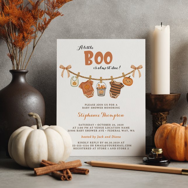 Baby Shower Halloween Little Boo Inbjudningar (Baby Shower Halloween Little Boo Invitation)