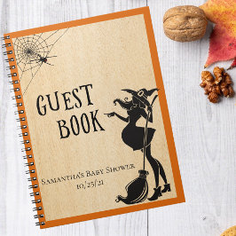 Baby Shower Halloween Witch Guest Bok Anteckningsbok