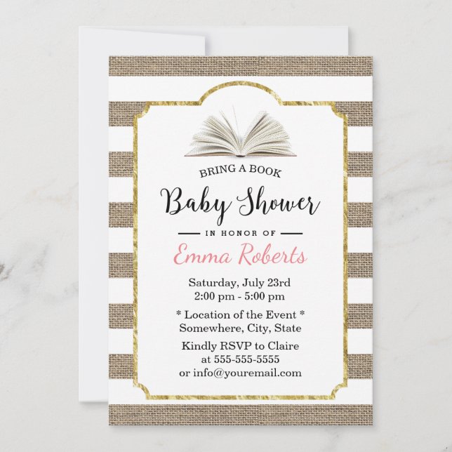 Baby Shower Hämta en Burlap-Rand för begäran om Bo Inbjudningar (Framsida)