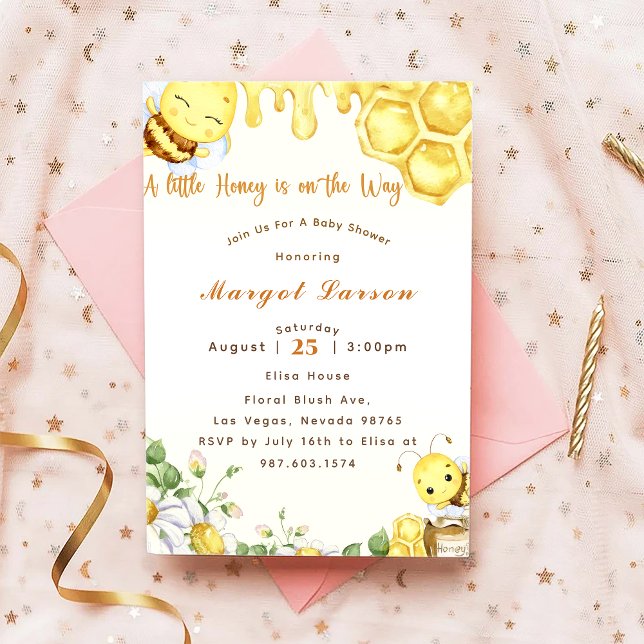 Baby Shower har varit en liten honung är på gång Inbjudningar (Skapare uppladdad)