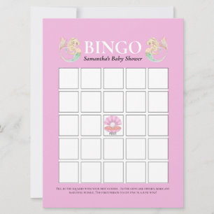 Baby Shower Havfrue Mor Rosa Vit Bingo Inbjudningar