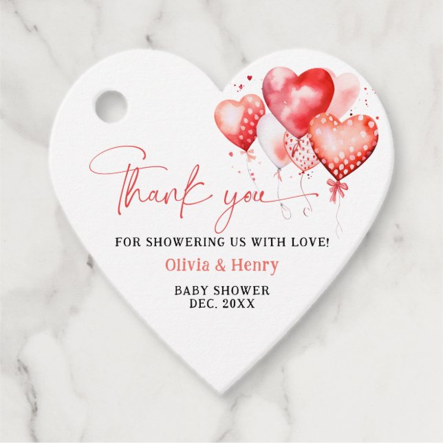Baby Shower Heart Gåvor Etiketter (Framsida)