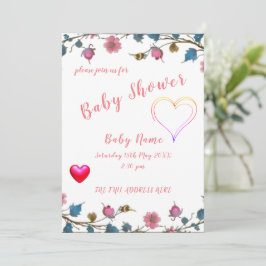 Baby Shower Heart Inbjudningar
