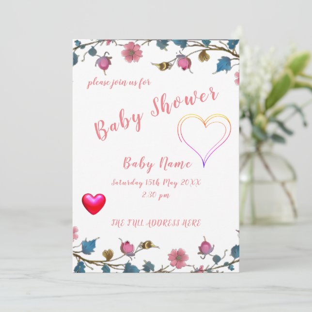 Baby Shower Heart Inbjudningar (Stående Fram)