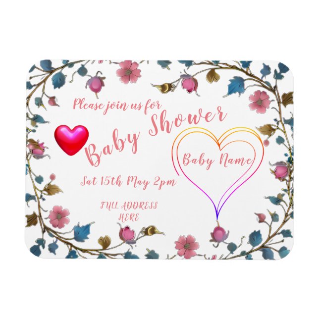 Baby Shower Heart Magnet (Horisontell)