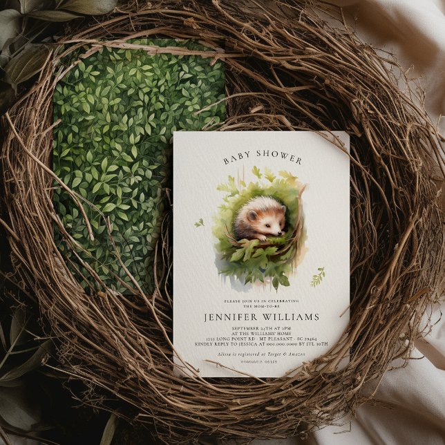 Baby Shower Hedgehog Whimsical Watercolor (Skapare uppladdad)
