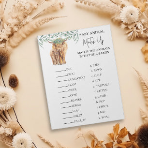 Baby Shower Highland-ko Match up Eukalyptus Anteckningsblock