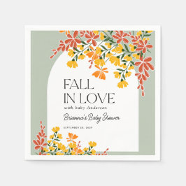 Baby Shower Hösten Förälskelse Höstblommor Baby Pappersservett