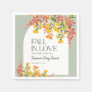 Baby Shower Hösten Förälskelse Höstblommor Baby Pappersservett