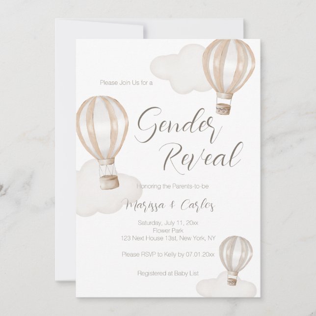 Baby Shower Hot Air Balloons Gender Neutral Inbjudningar (Framsida)