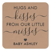 Baby Shower Hugs and Kisses Märkre, Flicka, Kraft