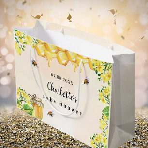 Baby Shower humla honey gult blommigt namn