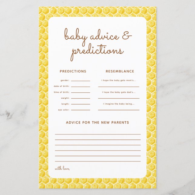 Baby Shower, hur blir det? Förutsägningskort (Framsida)