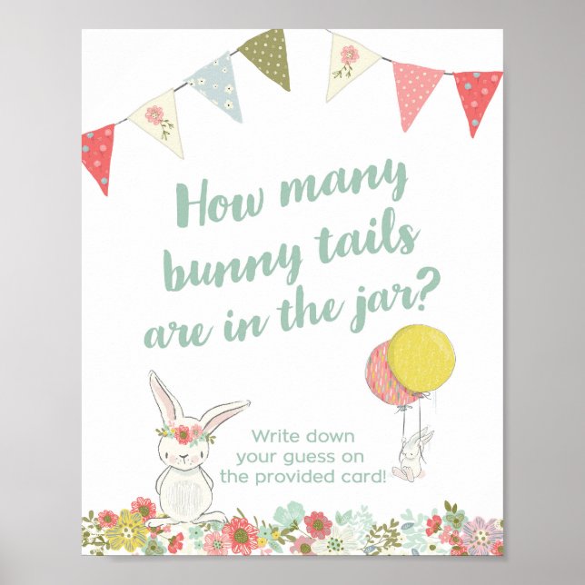 Baby Shower Hur många Svan i Bunny är i Burk Poster (Framsidan)
