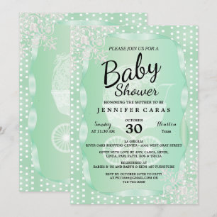 Baby Shower i en Elegant Mint-Grönt och White Inbjudningar