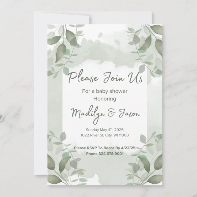 Baby Shower-inbjudan (Framsida)